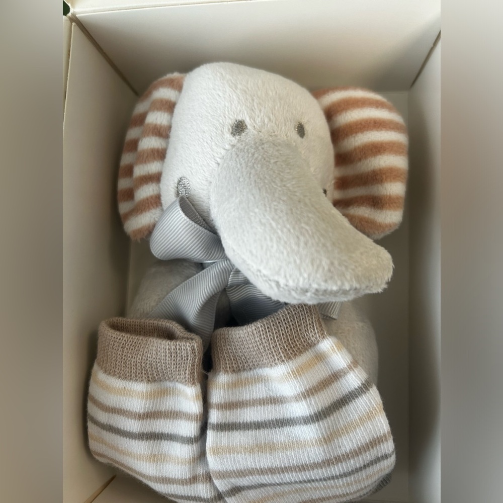 Plush Elephant Ring Rattle & Socks